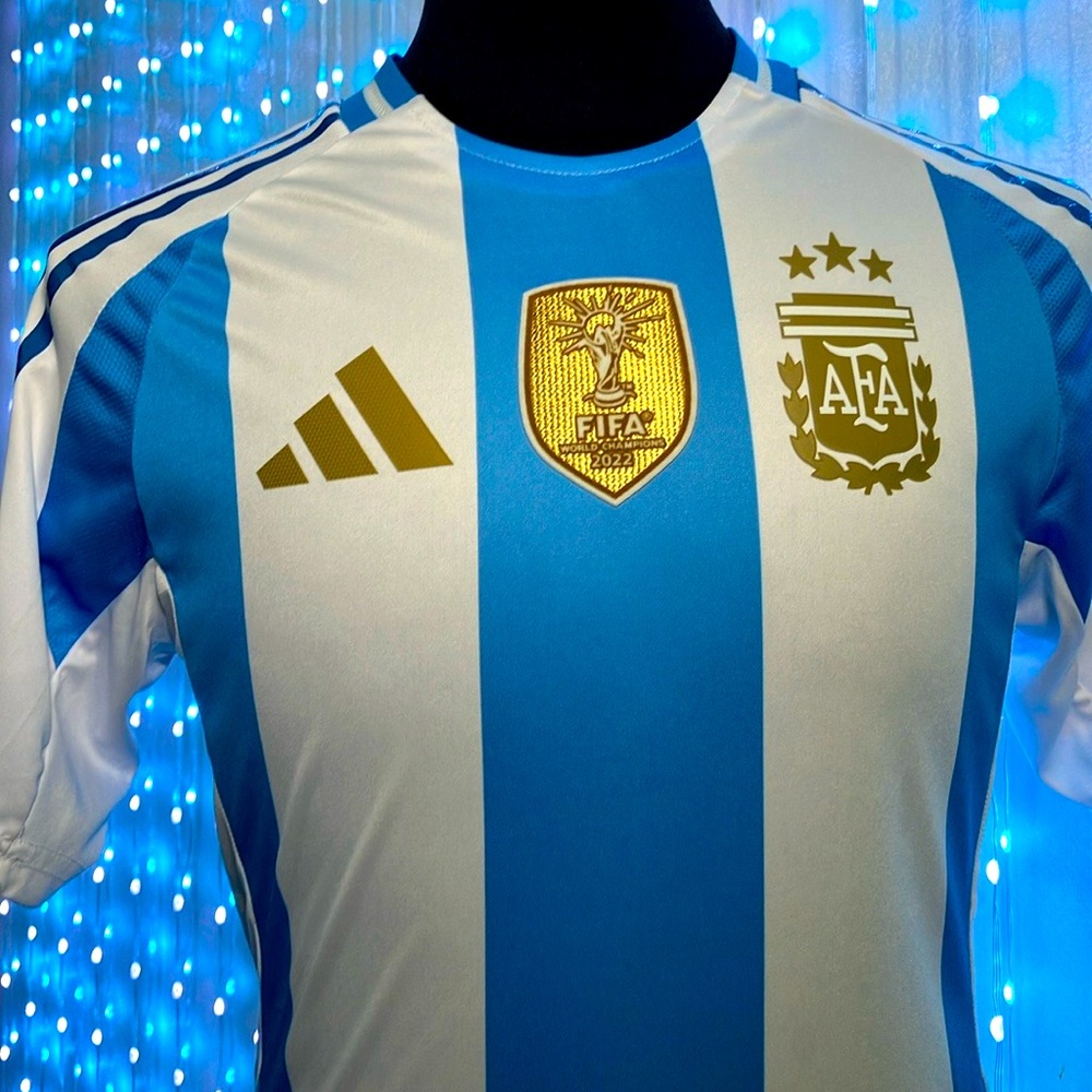 Argentina Soccer Jersey with Gold Accents